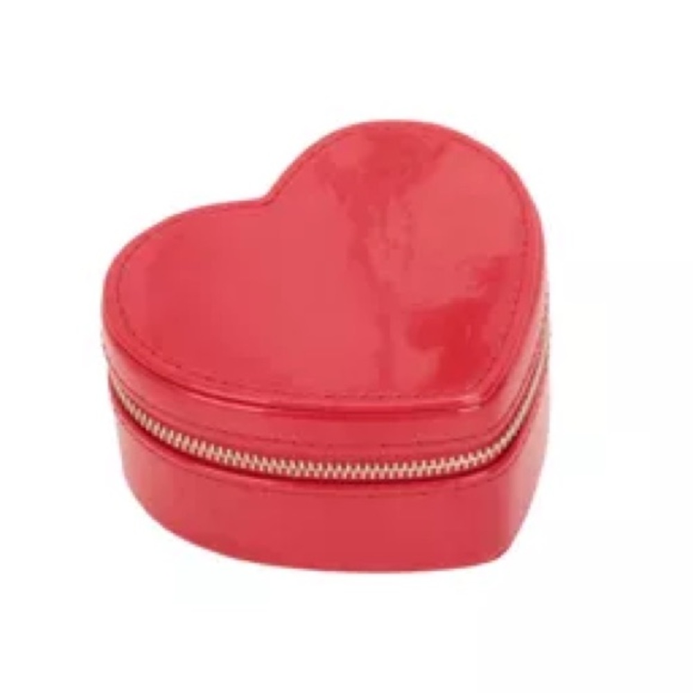 A NEW DAY Glossy Heart Shape Travel Jewelry Case Box Organizer in Red